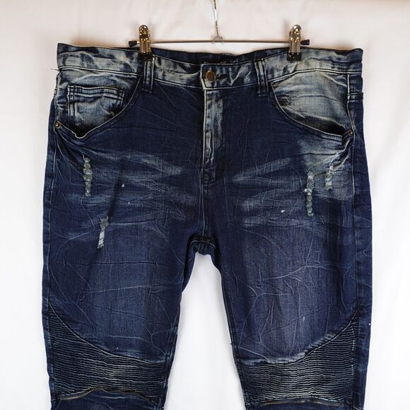 CJ Black Premium Jeans Mens 38x32 Skinny Flex Distressed Zippered Leg Biker - Picture 14 of 15